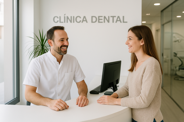 Dentista de confianza atendiendo a un paciente en una clínica dental en Burjassot