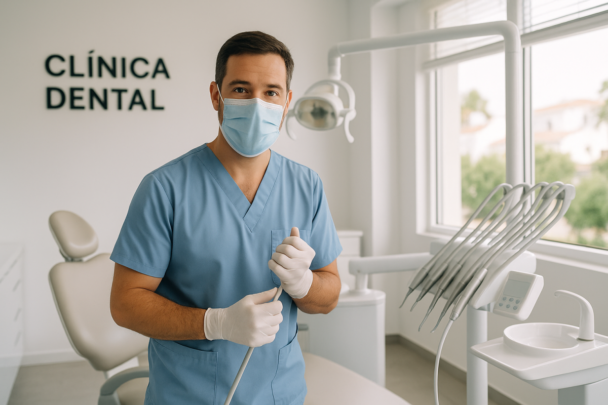 Dentista atendiendo una urgencia dental en una clínica de Burjassot